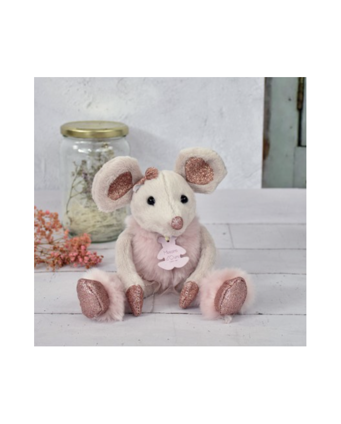 HISTOIRE D'OURS - Souris rose - 25cm