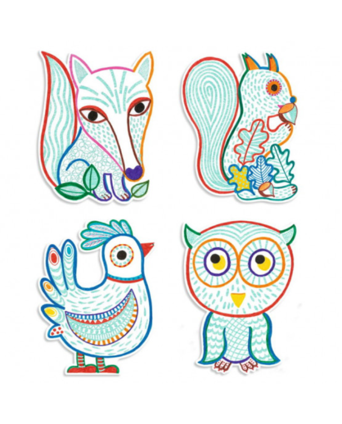 DJECO - Coloriages à révéler - Animaux de la forêt