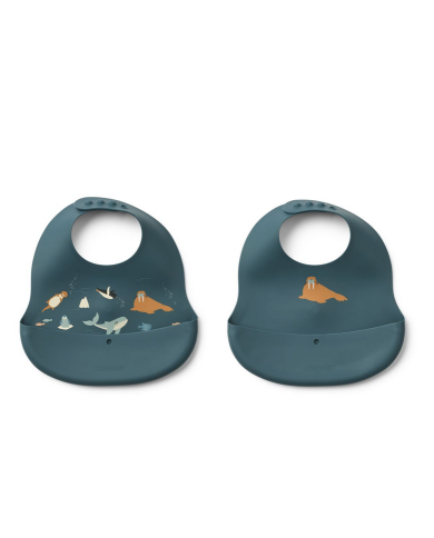 LIEWOOD - Bavoirs en silicone - EMBER - Artic Sea