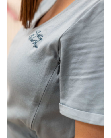 MILK AWAY - T-Shirt d'allaitement "Pretty Womum" - Bleu