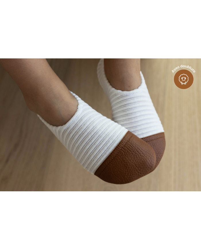 LES PAS PETITS - Chaussons d'intérieur - Les Petits Velours Ivoire