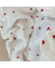 JOLI NOUS - Lange XL - Petits coeurs rouges