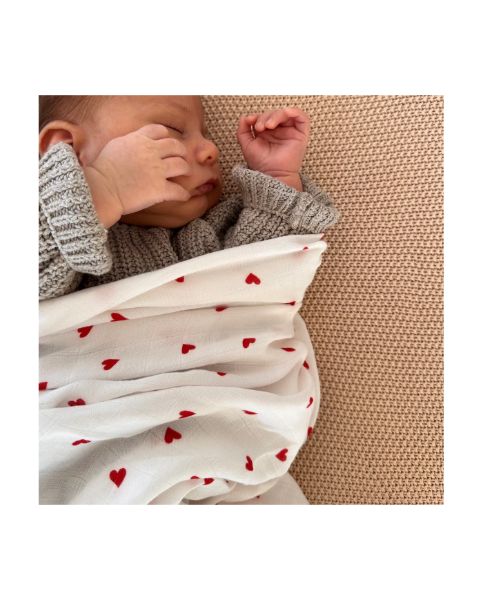 JOLI NOUS - Lange XL - Petits coeurs rouges