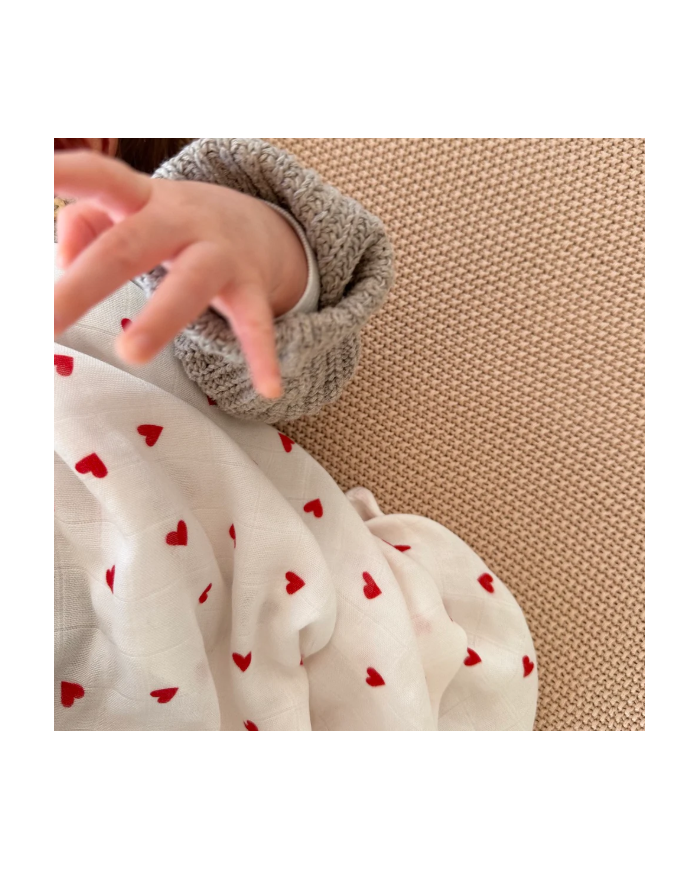 JOLI NOUS - Lange XL - Petits coeurs rouges