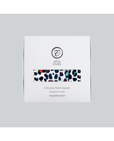 ETTA LOVES - Lot de 3 langes en coton bio - imprimé sensoriel