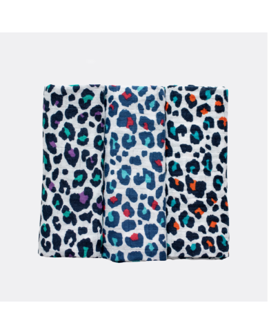 ETTA LOVES - Lot de 3 langes en coton bio - imprimé sensoriel ETTA LOVES - Lot de 3 langes en coton bio - imprimé sensoriel