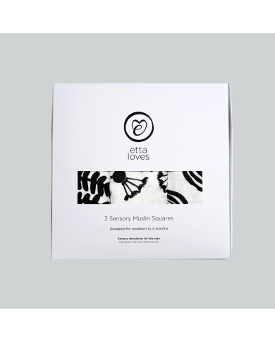 ETTA LOVES - Lot de 3 langes sensoriels en coton bio - imprimés végétaux