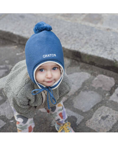 CHAMAYE - Bonnet bébé "Chaton" - Bleu