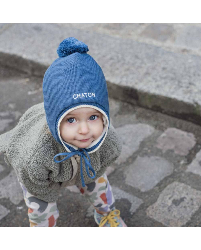 CHAMAYE - Bonnet bébé "Chaton" - Bleu