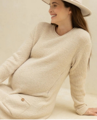 CACHE COEUR - Robe pull grossesse et allaitement - HONEY - Beige