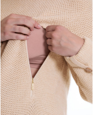 CACHE COEUR - Robe pull grossesse et allaitement - HONEY - Beige