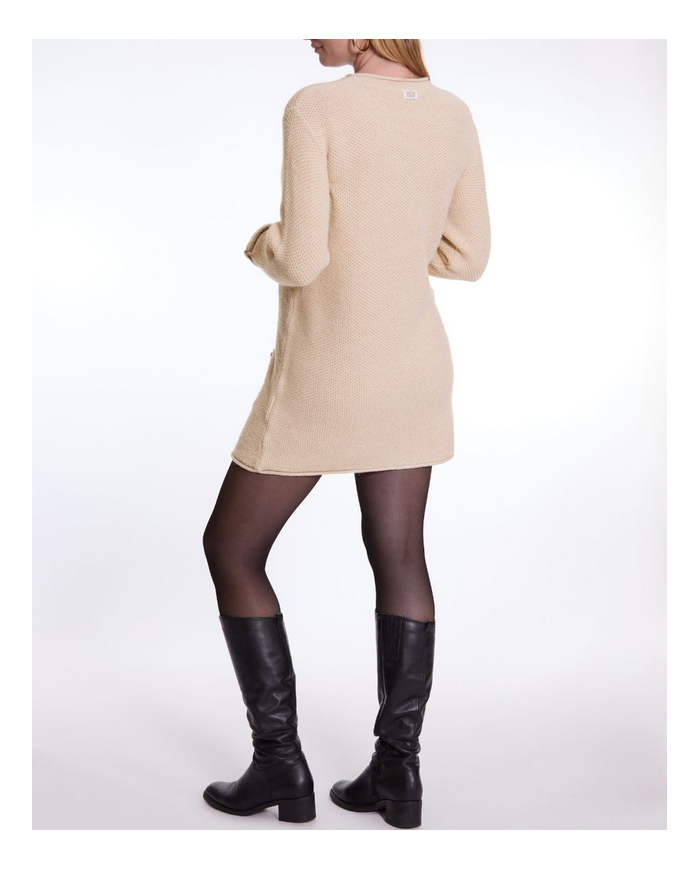 CACHE COEUR - Robe pull grossesse et allaitement - HONEY - Beige