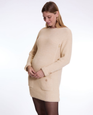 CACHE COEUR - Robe pull grossesse et allaitement - HONEY - Beige