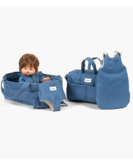 MINIKANE - Sac à langer poupée en jean bleu clair