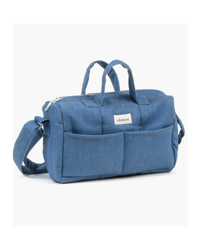 MINIKANE - Sac à langer poupée en jean bleu clair