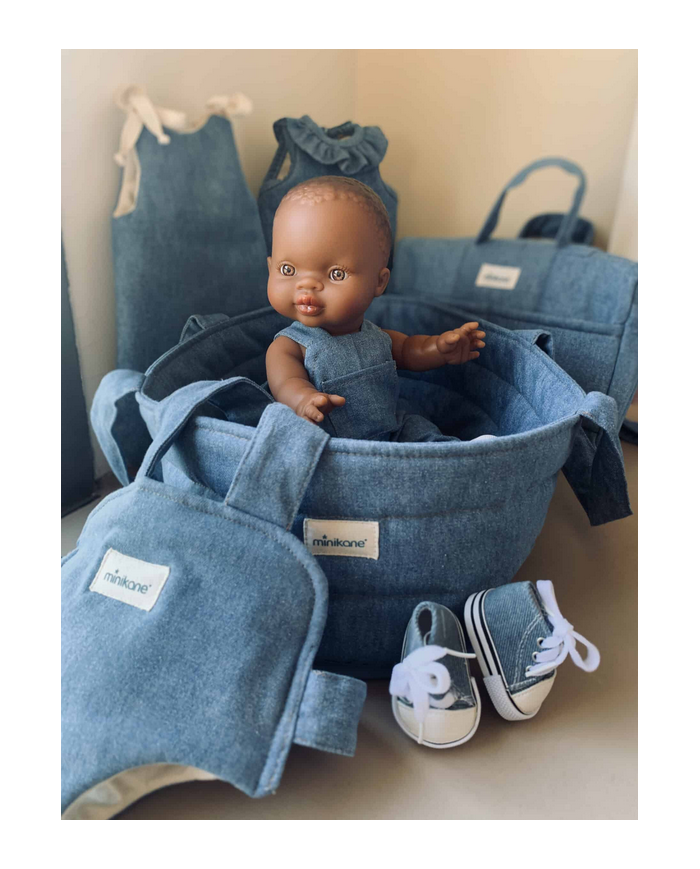 MINIKANE - Turbulette poupée à collerette - JEAN BLEU