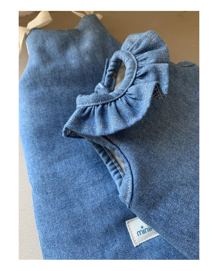 MINIKANE - Turbulette poupée à collerette - JEAN BLEU