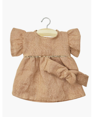 MINIKANE - Robe Daisy et son headband en lin - NOISETTE