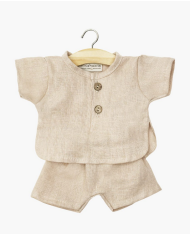 MINIKANE - Robe Daisy et son headband en lin - NOISETTE