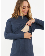 RIPE - Robe d'allaitement en maille côtelée Denim - NELLA RIPE - Robe d'allaitement en maille côtelée Denim - NELLA