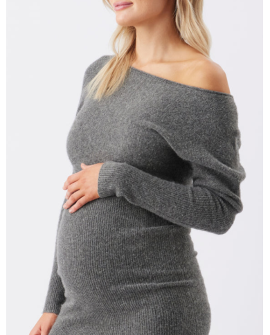 RIPE – Robe épaule dénudée en maille grise – TOBIE