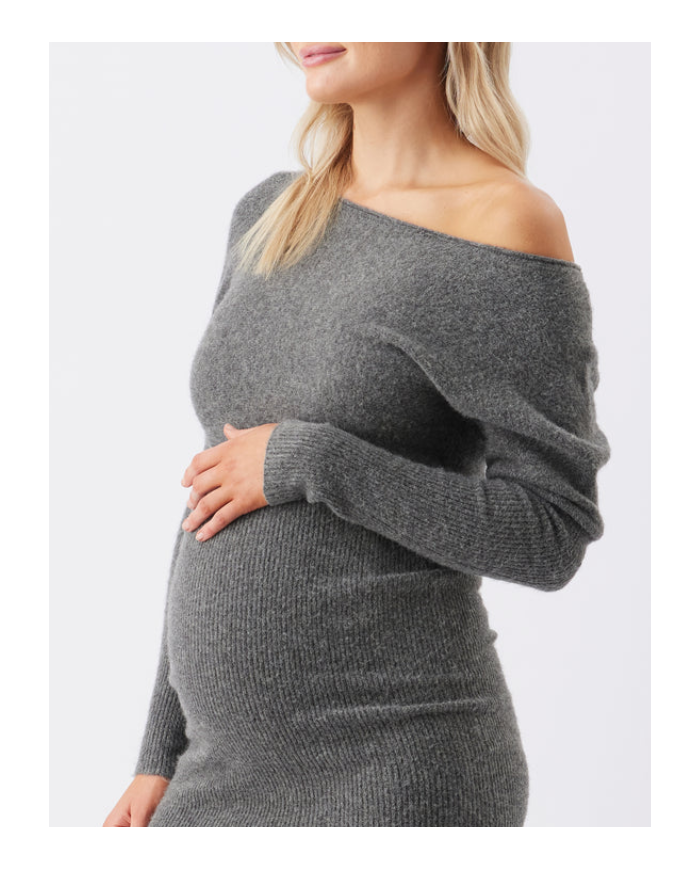 RIPE – Robe épaule dénudée en maille grise – TOBIE RIPE – Robe épaule dénudée en maille grise – TOBIE