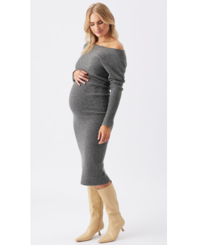 RIPE – Robe épaule dénudée en maille grise – TOBIE RIPE – Robe épaule dénudée en maille grise – TOBIE