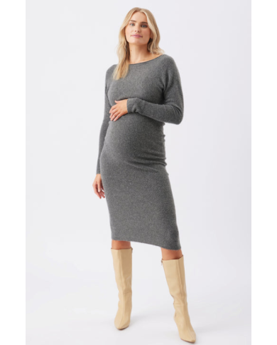 RIPE – Robe épaule dénudée en maille grise – TOBIE