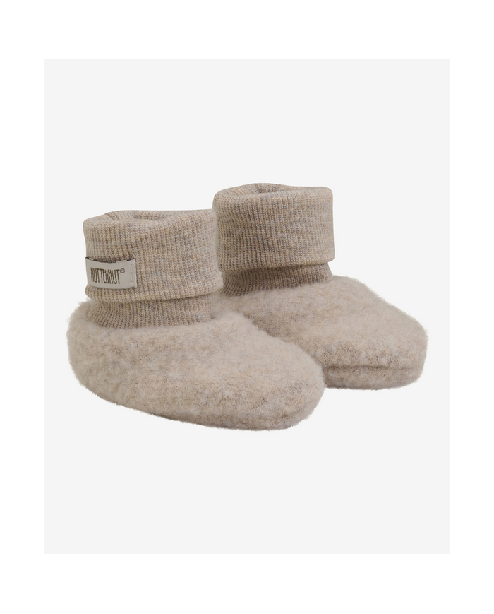 HUTTEliHUT - Chaussons en polaire de laine double épaisseur - Beige