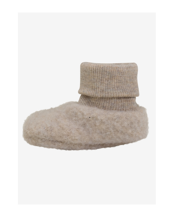 HUTTEliHUT - Chaussons en polaire de laine double épaisseur - Beige