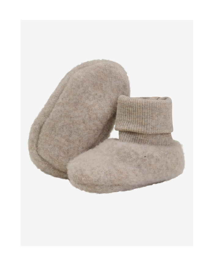 HUTTEliHUT - Chaussons en polaire de laine double épaisseur - Beige
