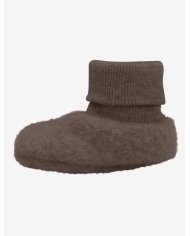HUTTEliHUT - Chaussons en polaire de laine double épaisseur - Brun