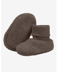 HUTTEliHUT - Chaussons en polaire de laine double épaisseur - Brun