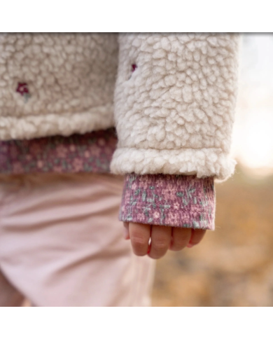 LITTLE DUTCH - Veste en peluche - Beige et petites fleurs