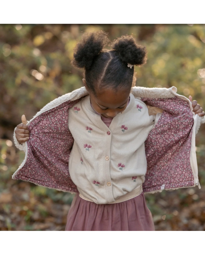 LITTLE DUTCH - Veste en peluche - Beige et petites fleurs