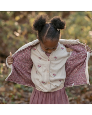 LITTLE DUTCH - Veste en peluche - Beige et petites fleurs