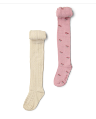 LITTLE DUTCH - Lot de 2 collants - Sable et motif à fleurs