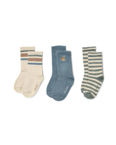 LITTLE DUTCH - Lot de 3 paires de chaussettes - Vertes et bleues