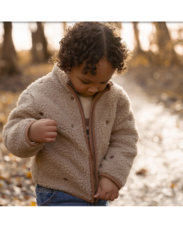 LITTLE DUTCH - Veste en peluche - Beige et motifs forestiers