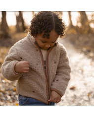 LITTLE DUTCH - Veste en peluche - Beige et motifs forestiers