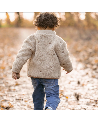 LITTLE DUTCH - Veste en peluche - Beige et motifs forestiers