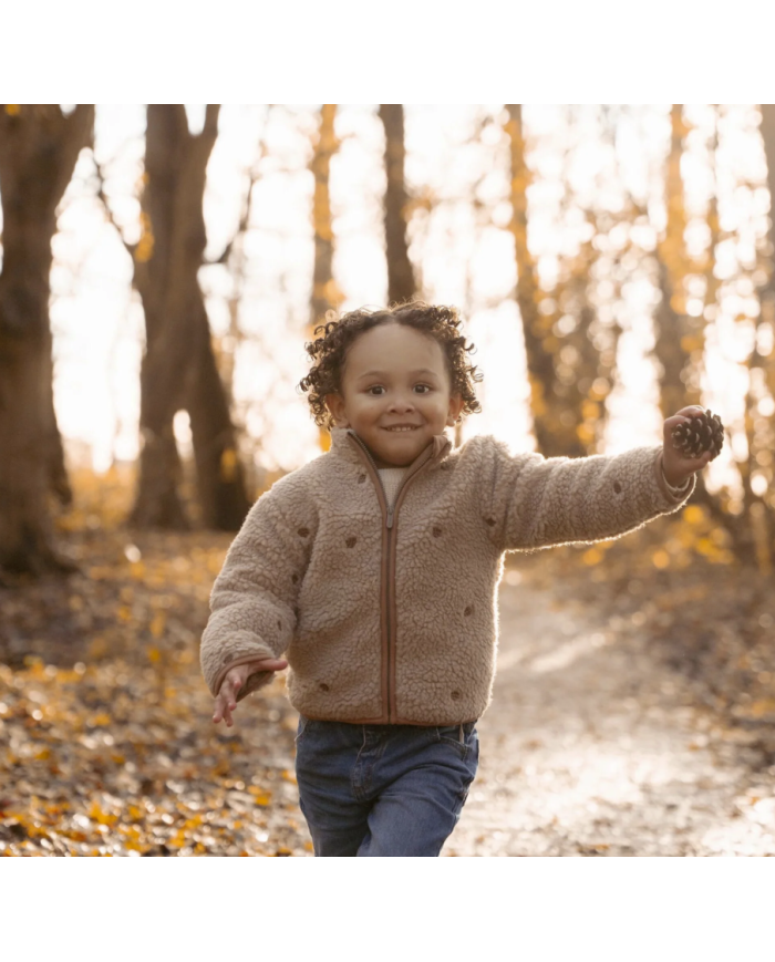 LITTLE DUTCH - Veste en peluche - Beige et motifs forestiers