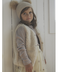 HUTTEliHUT - Bonnet en laine tricotée à pompons - Beige HUTTEliHUT - Bonnet en laine tricotée à pompons - Beige