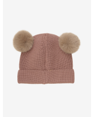 HUTTEliHUT - Bonnet en laine tricotée à pompons - Rose