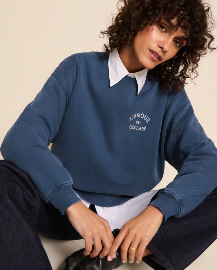 EMOI EMOI - Sweat femme - L'amour est déclaré - Bleu