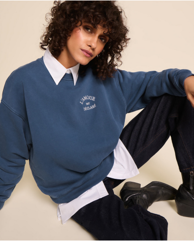 EMOI EMOI - Sweat femme - L'amour est déclaré - Bleu EMOI EMOI - Sweat femme - L'amour est déclaré - Bleu