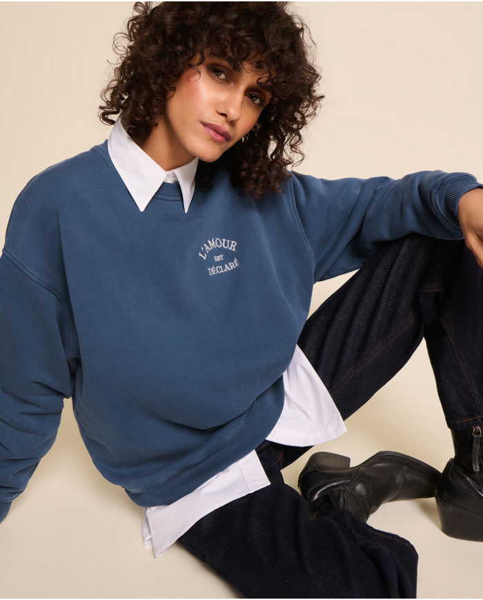 EMOI EMOI - Sweat femme - L'amour est déclaré - Bleu
