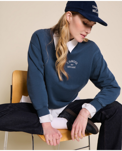EMOI EMOI - Sweat femme - L'amour est déclaré - Bleu EMOI EMOI - Sweat femme - L'amour est déclaré - Bleu