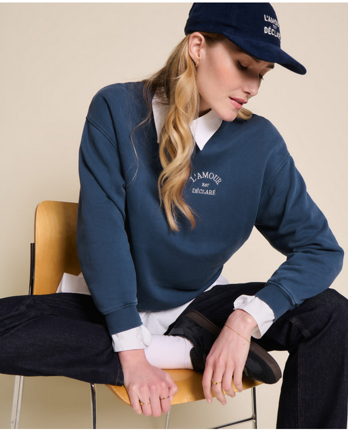 EMOI EMOI - Sweat femme - L'amour est déclaré - Bleu