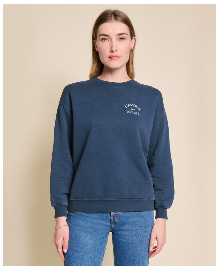 EMOI EMOI - Sweat femme - L'amour est déclaré - Bleu